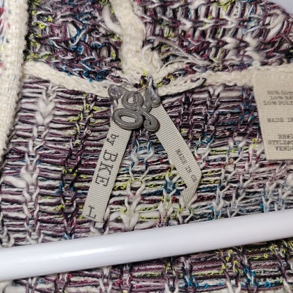 Buckle Knitted Open Front Drape Cardigan Sweater Off White Multi L - Picture 5 of 10